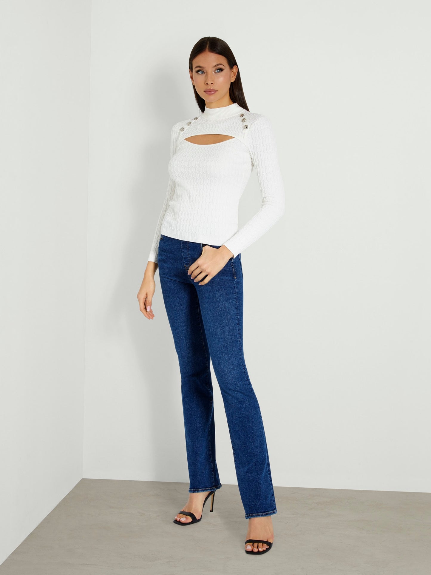 Cut out cable knit sweater