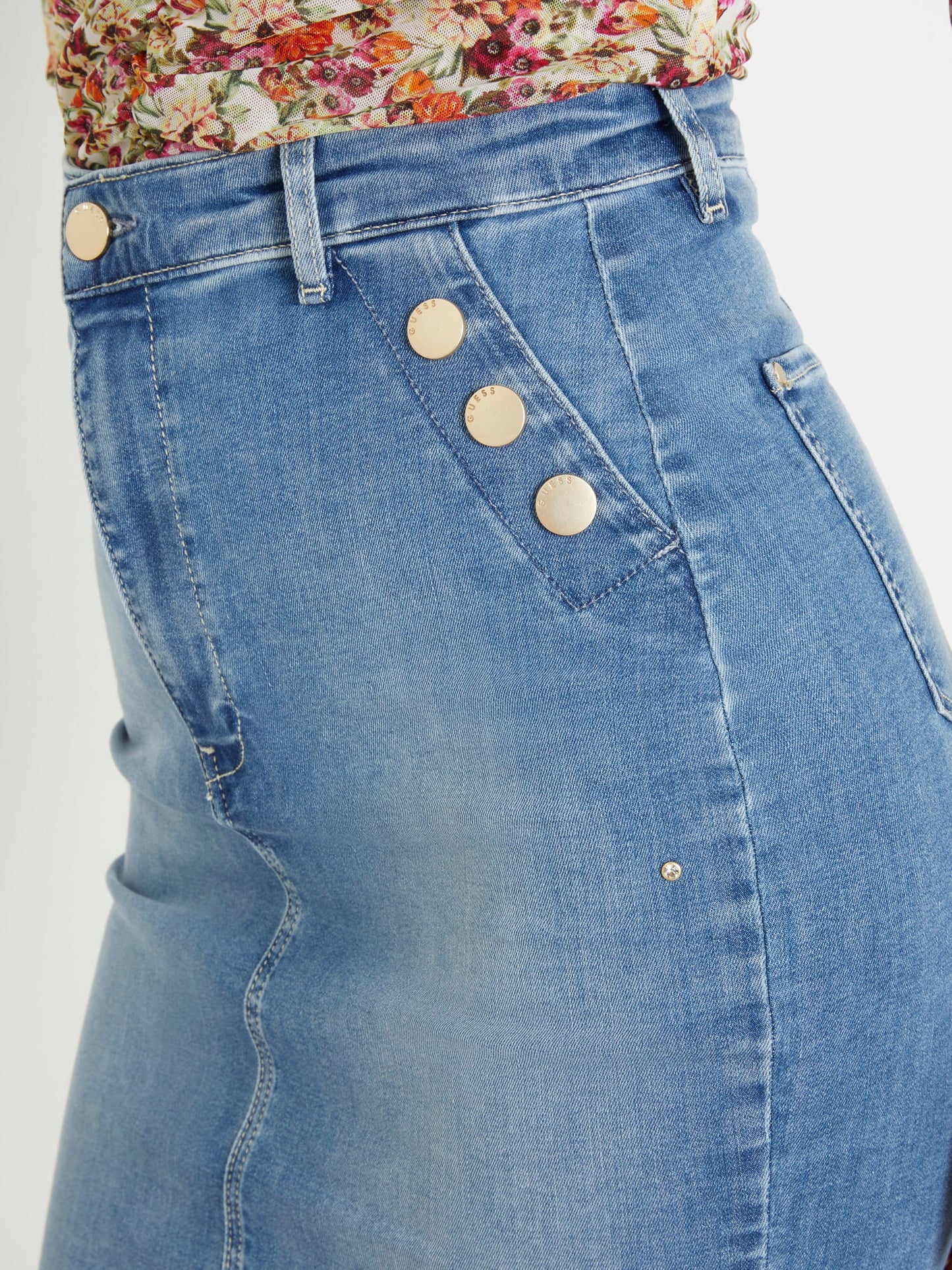 Denim midi skirt