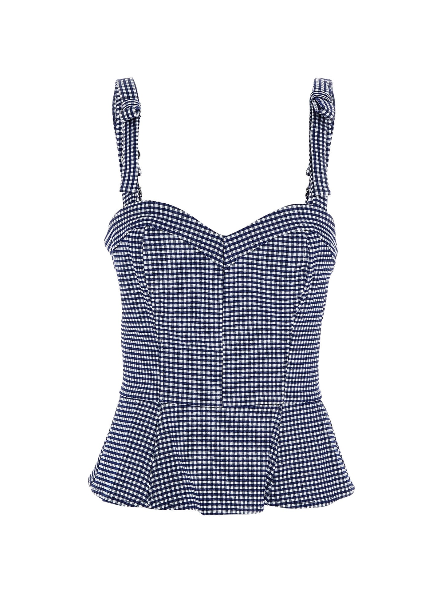 Gingham check print bustier top