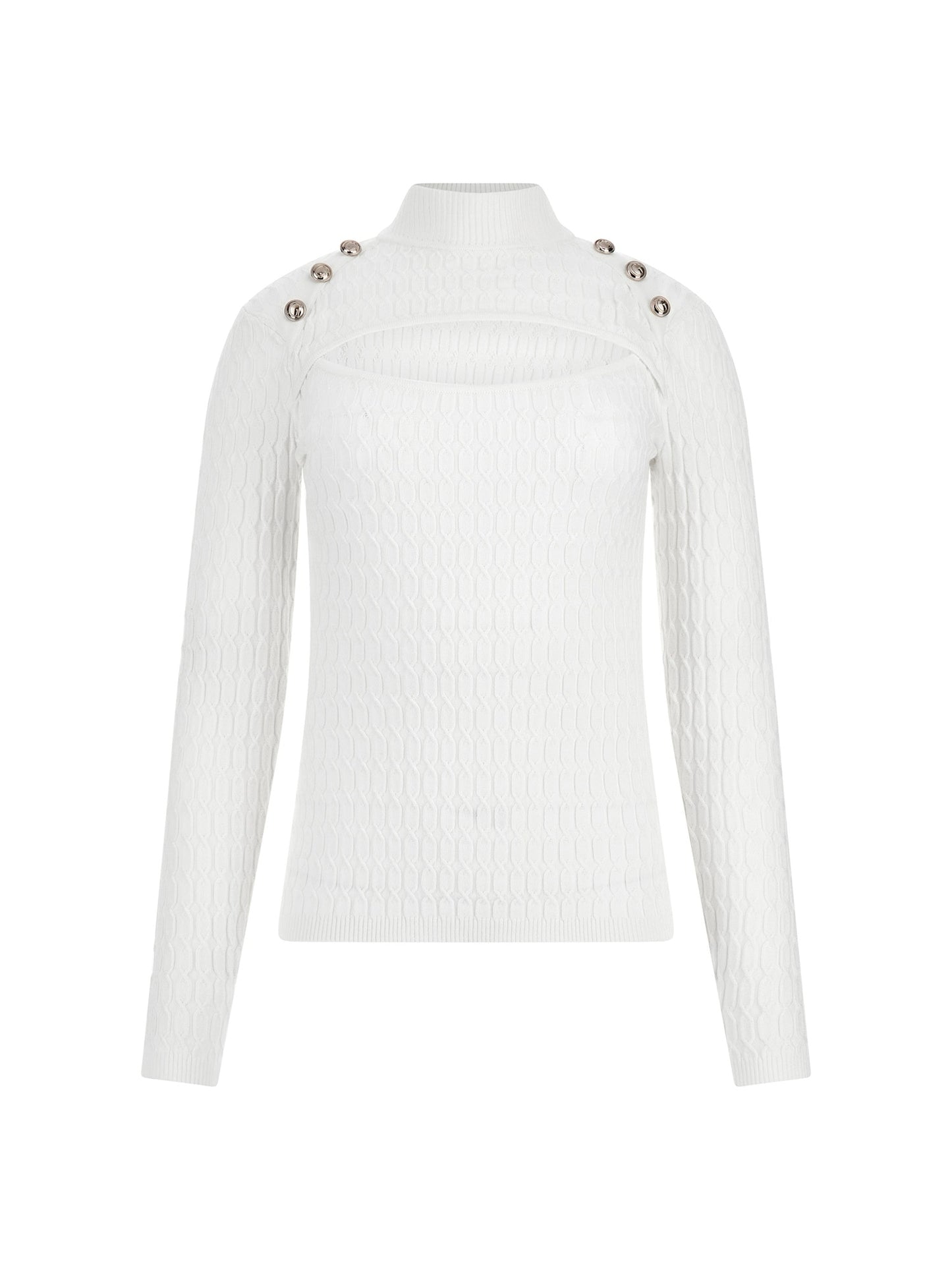Cut out cable knit sweater