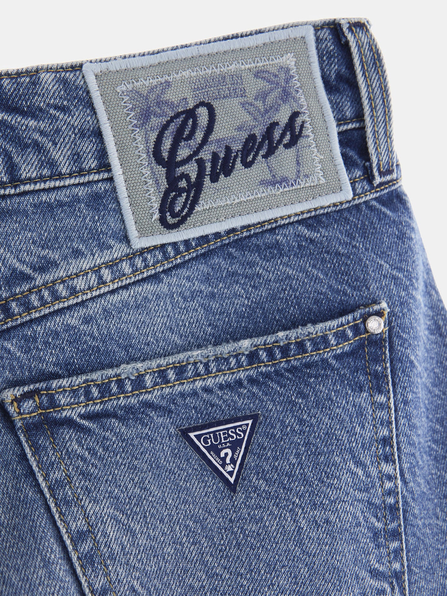Mid rise denim shorts