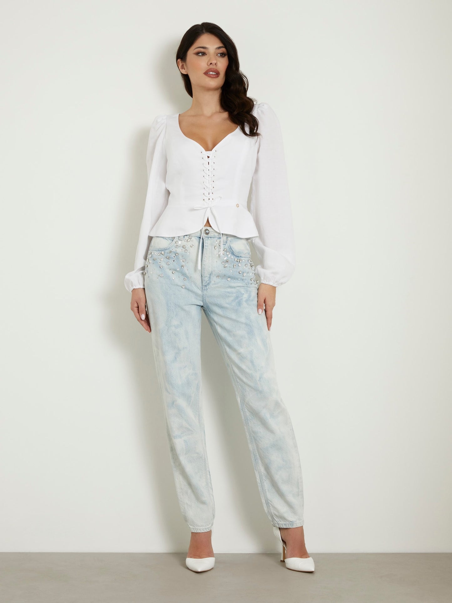 Lace up blouse