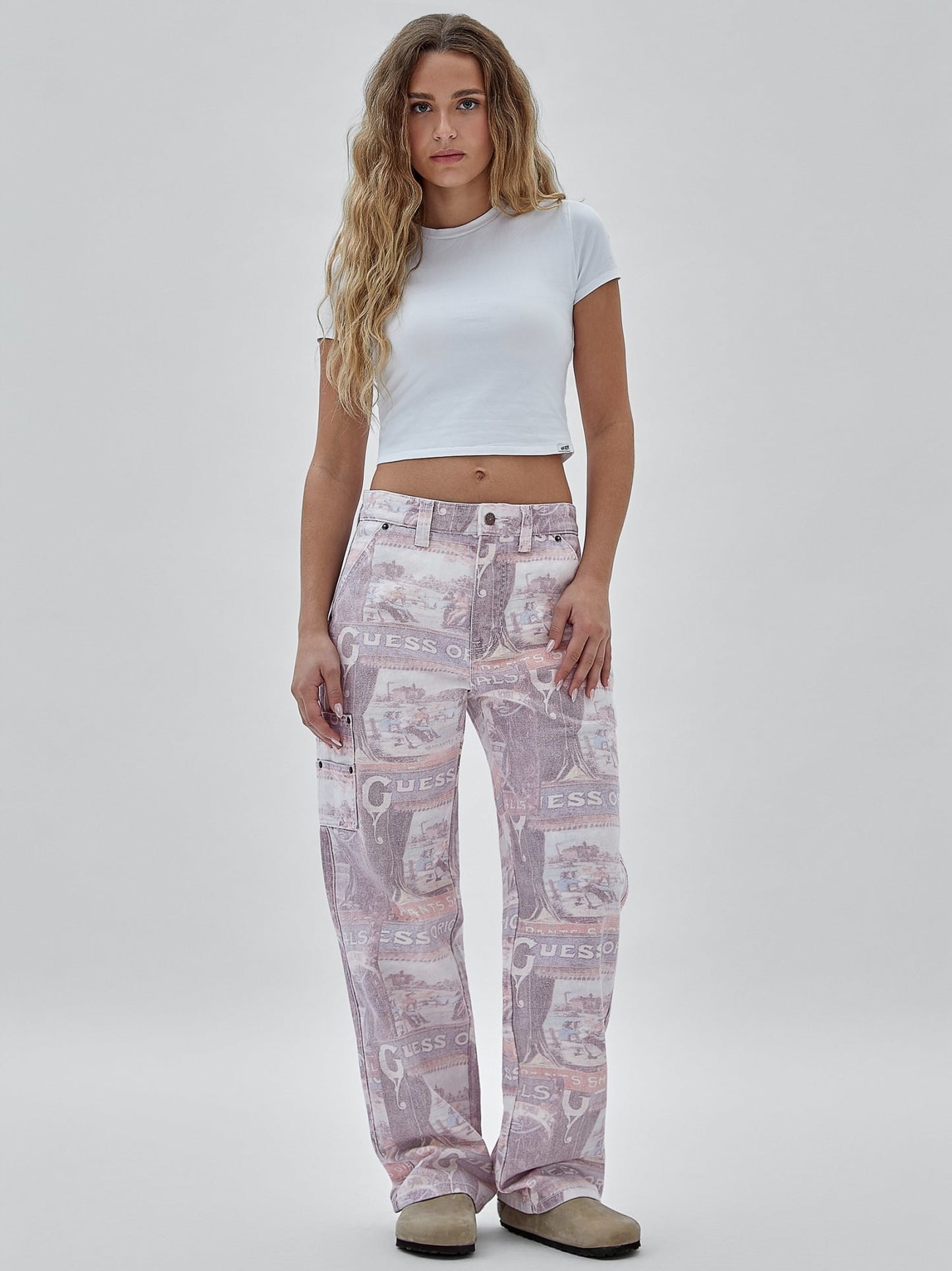 All over print carpenter denim pant