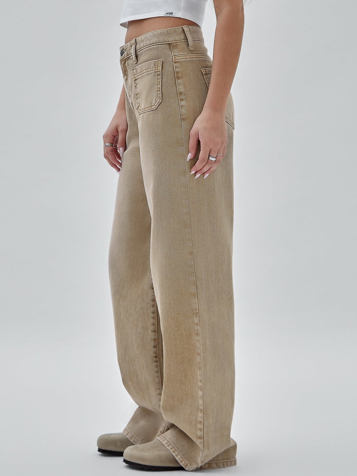High rise cargo denim pant