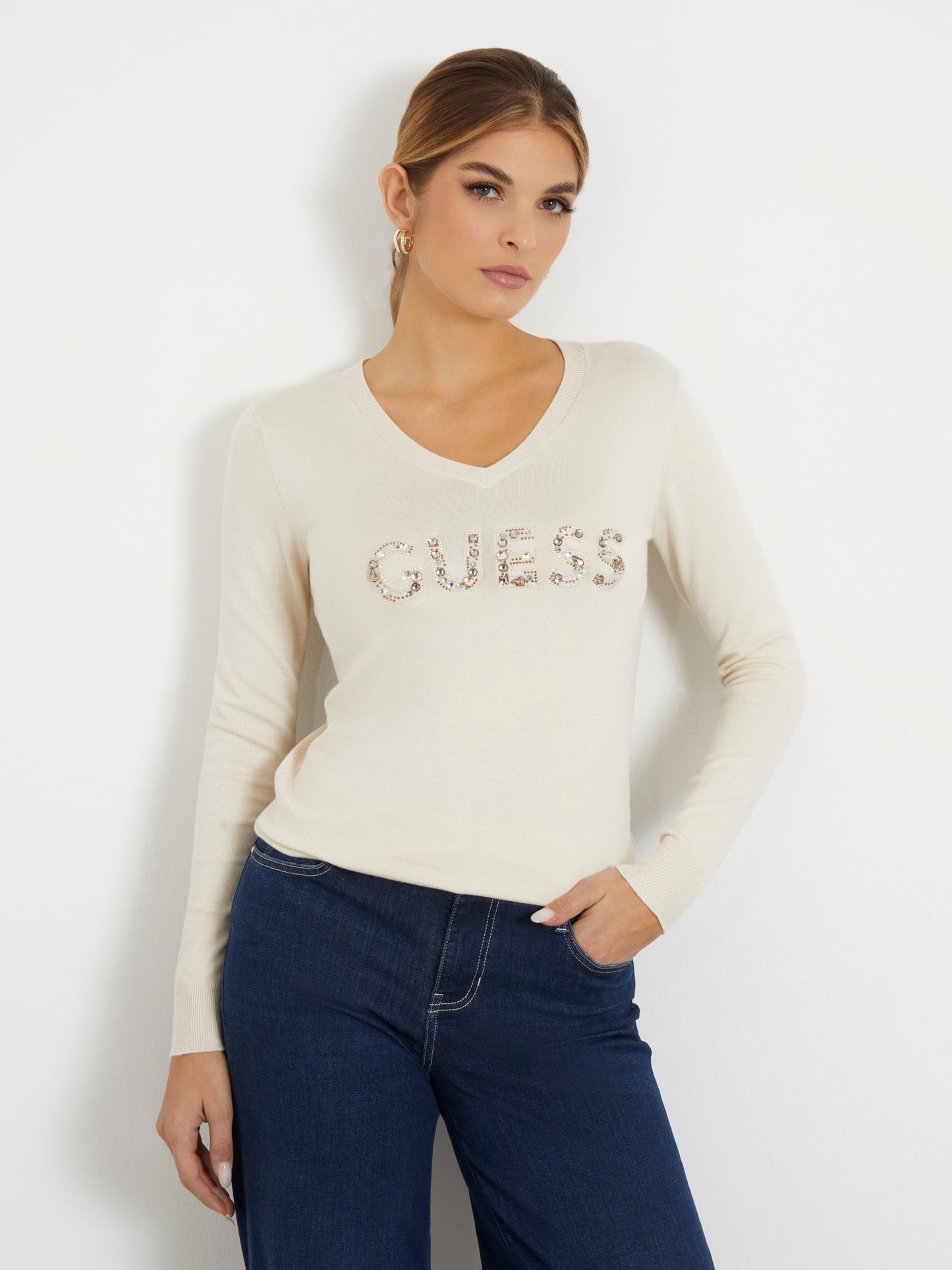 Rhinestones front logo sweater