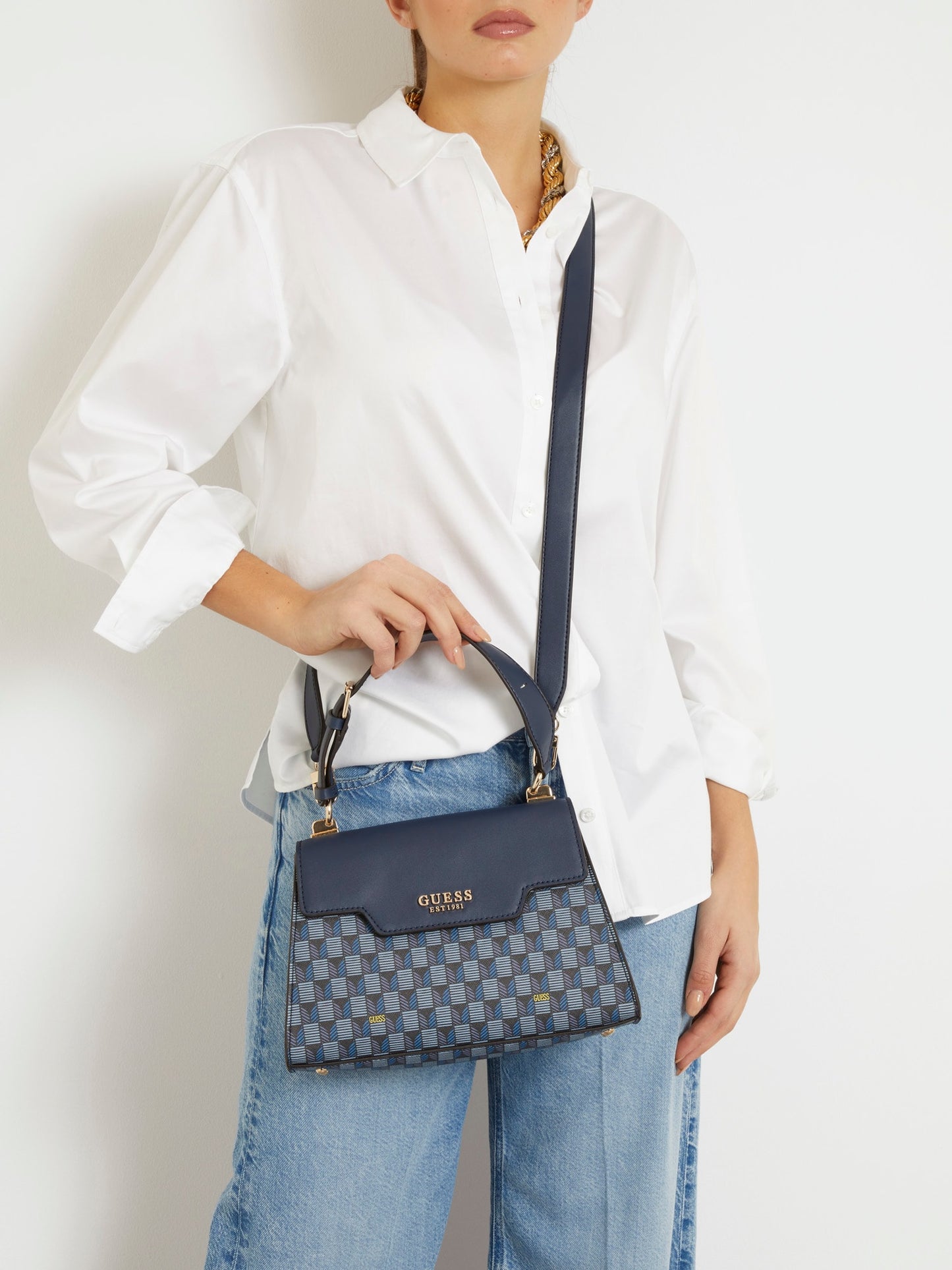 Hallie geometric-print handbag