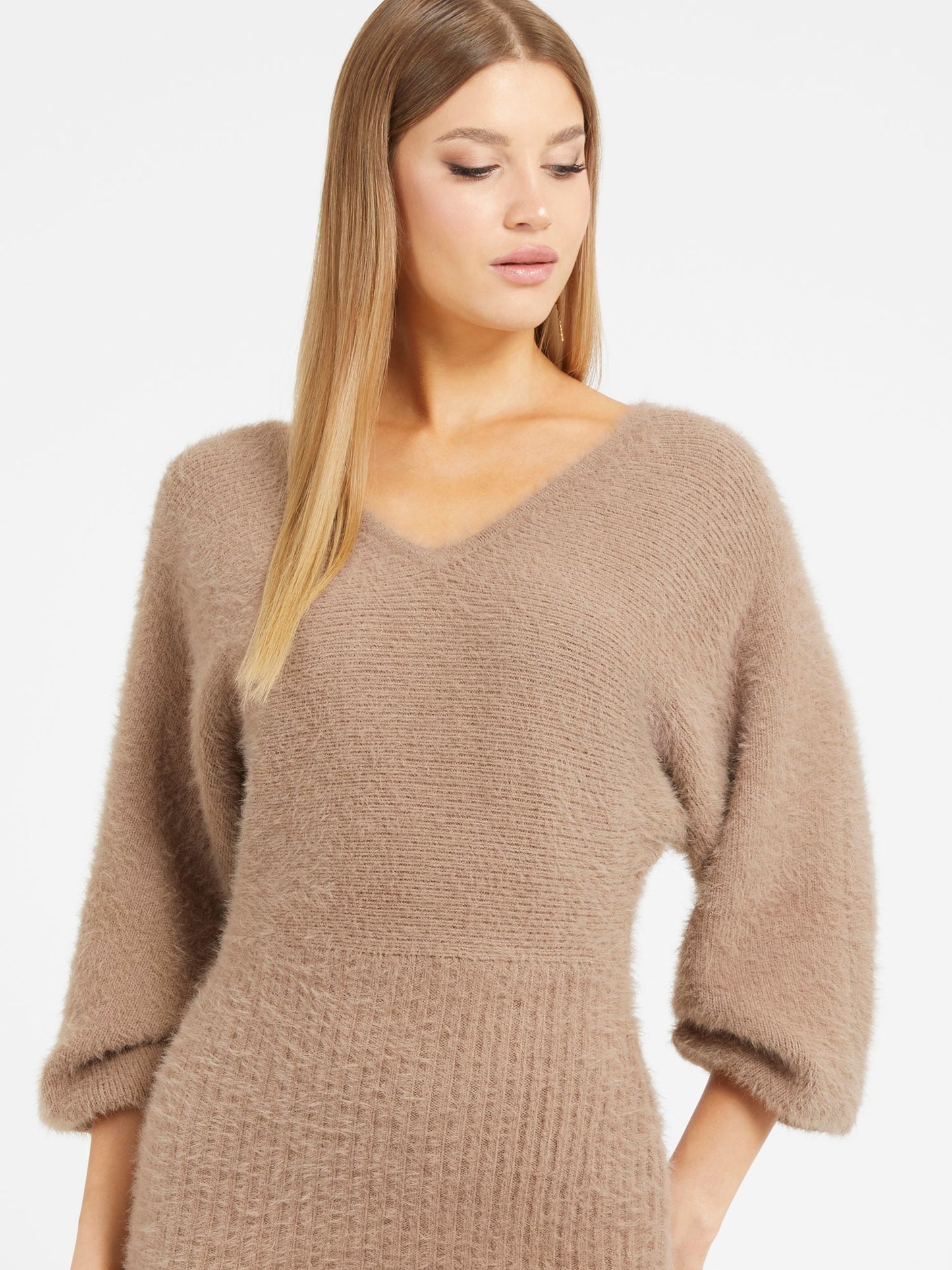 Fuzzy sweater midi dress
