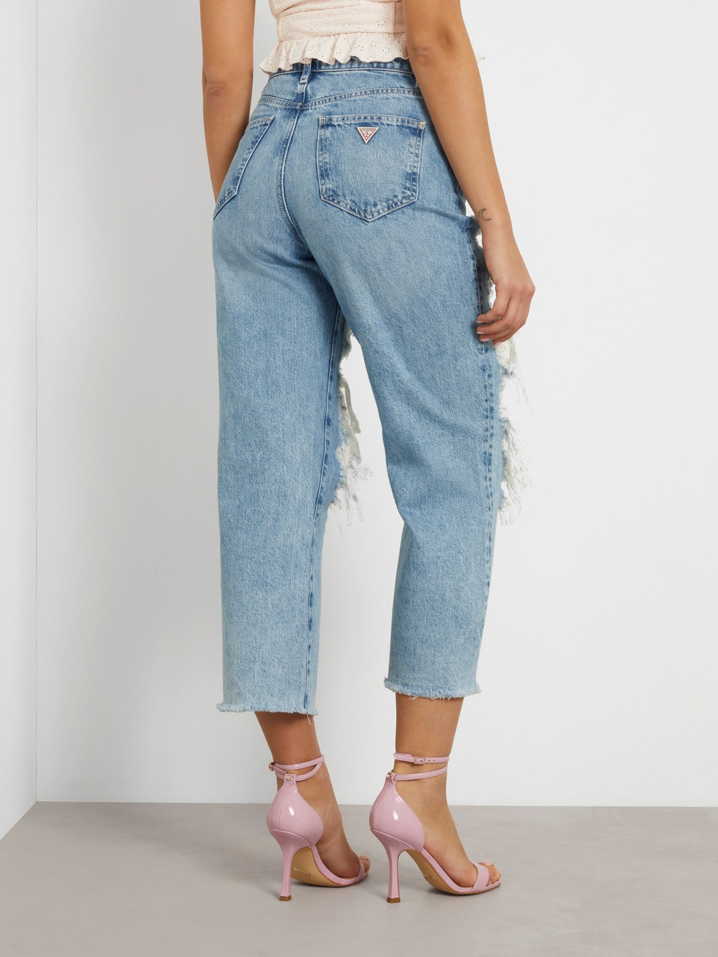 Relaxed denim pant abrasions