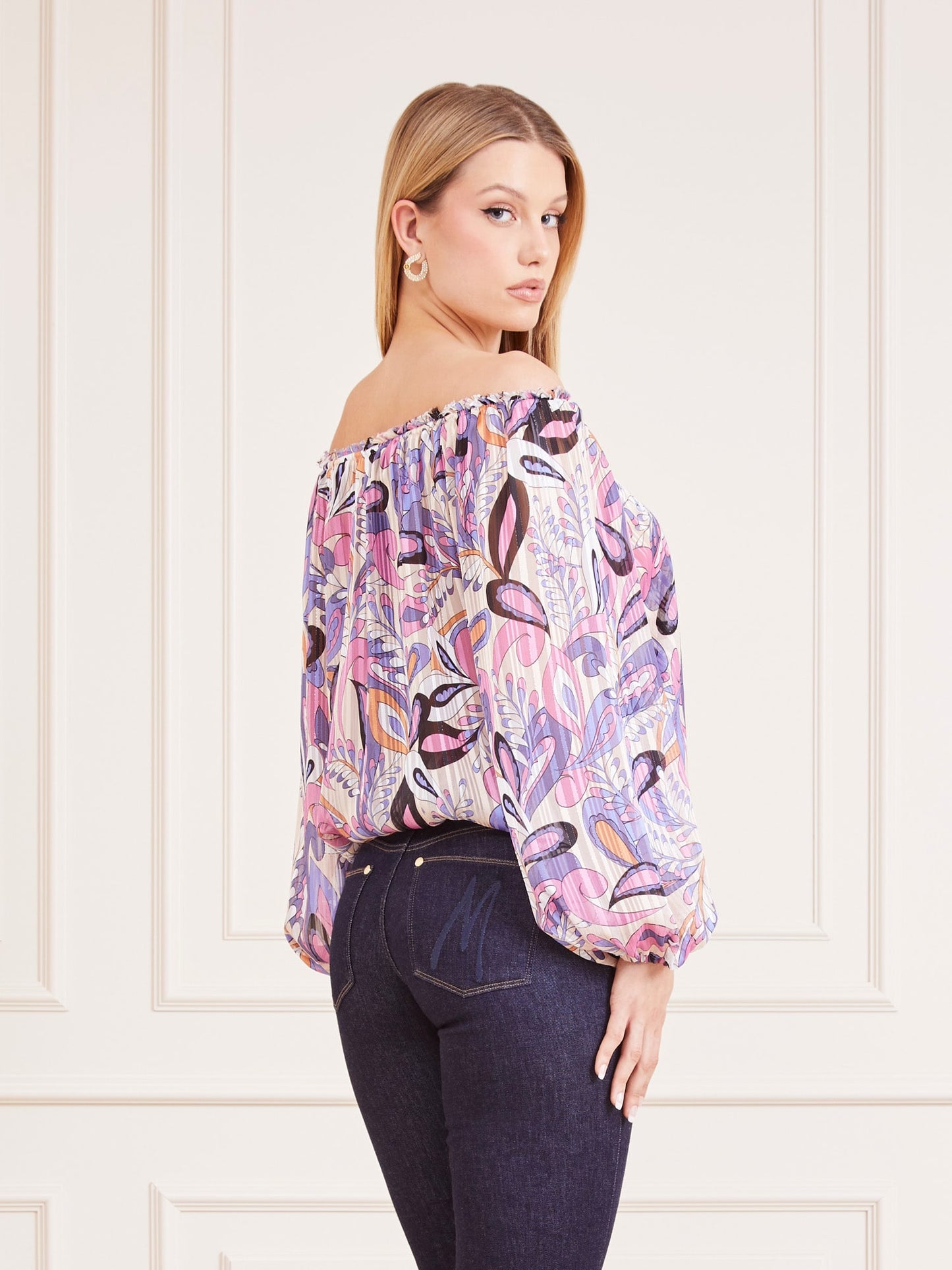 Marciano paisley lurex print blouse