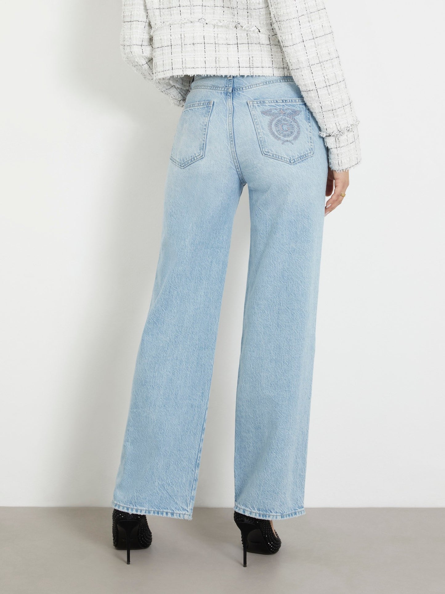 High rise wide leg denim pant