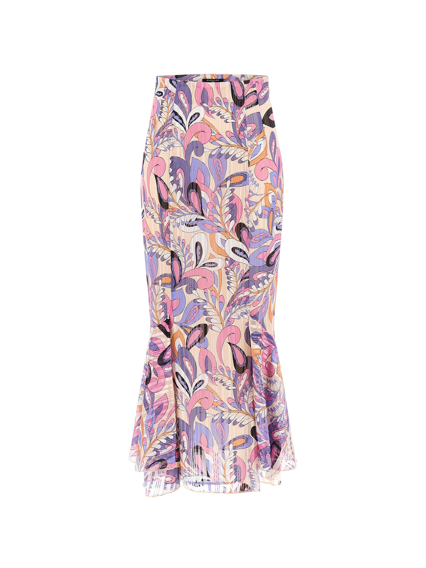 Marciano paisley lurex print long skirt