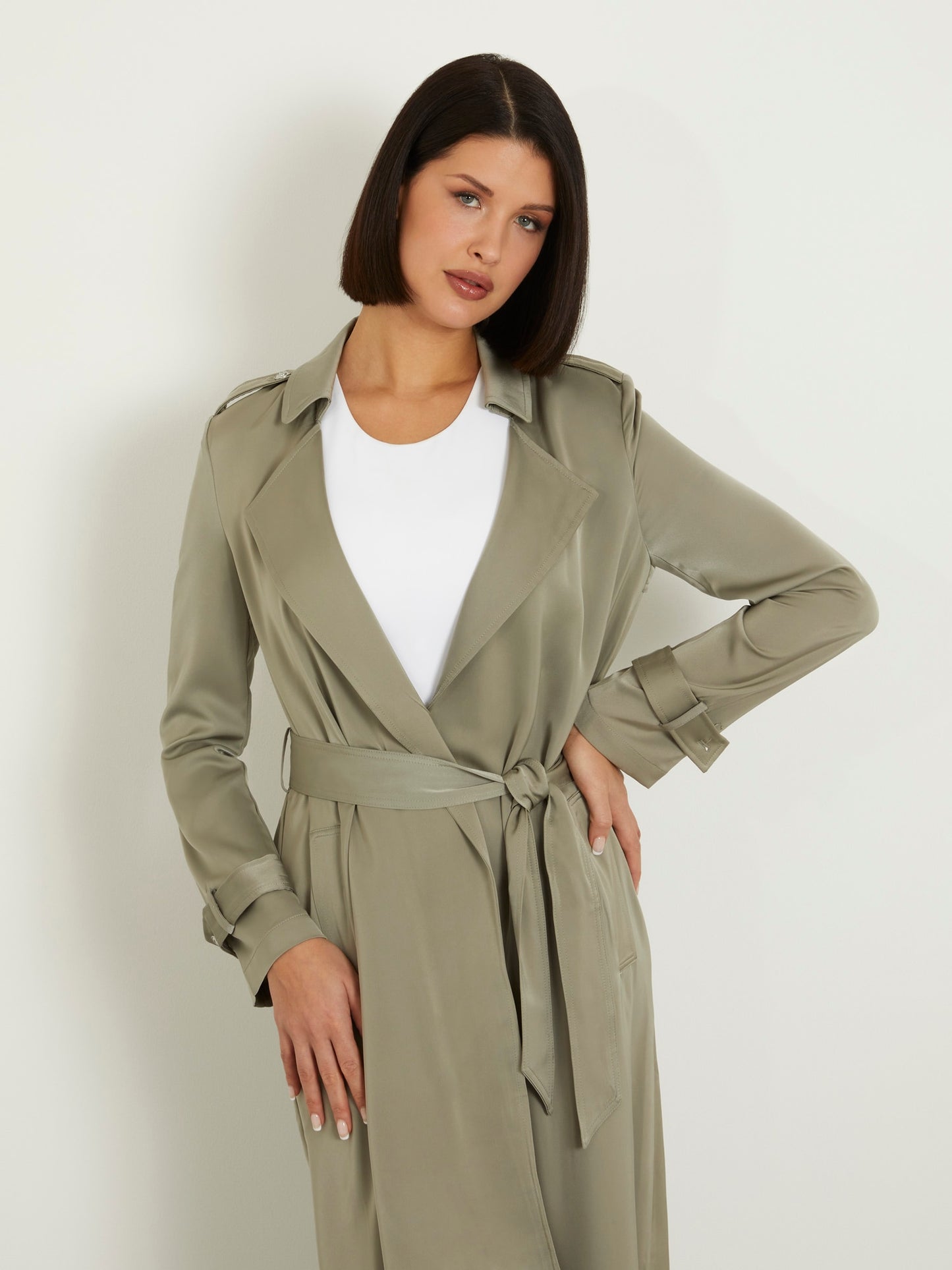 Satin classic trench