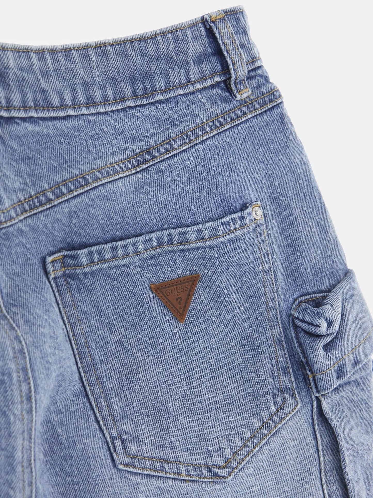 Cargo denim mini skirt