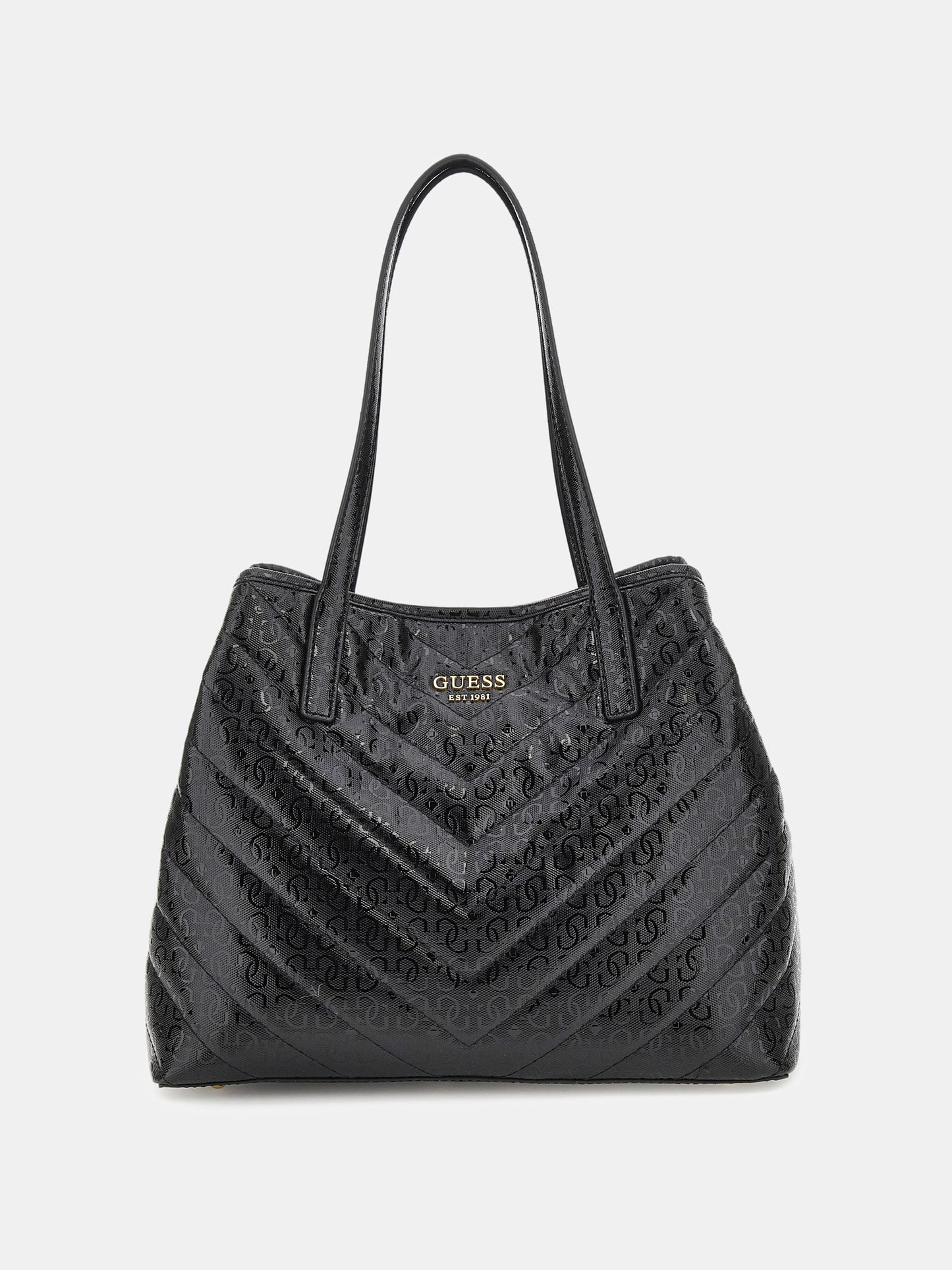Vikky patent leather logo shopper