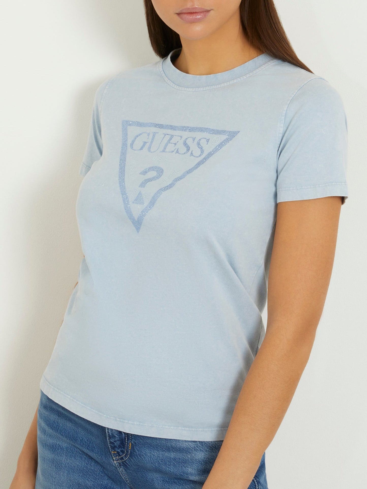Rhinestones triangle logo t-shirt