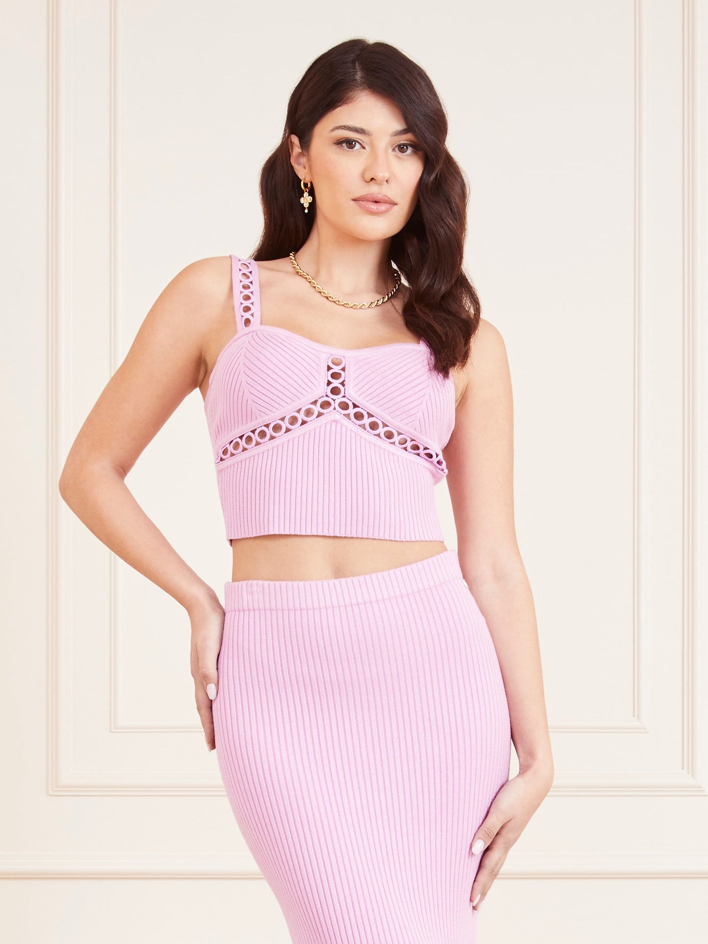 Marciano crochet tape sweater top