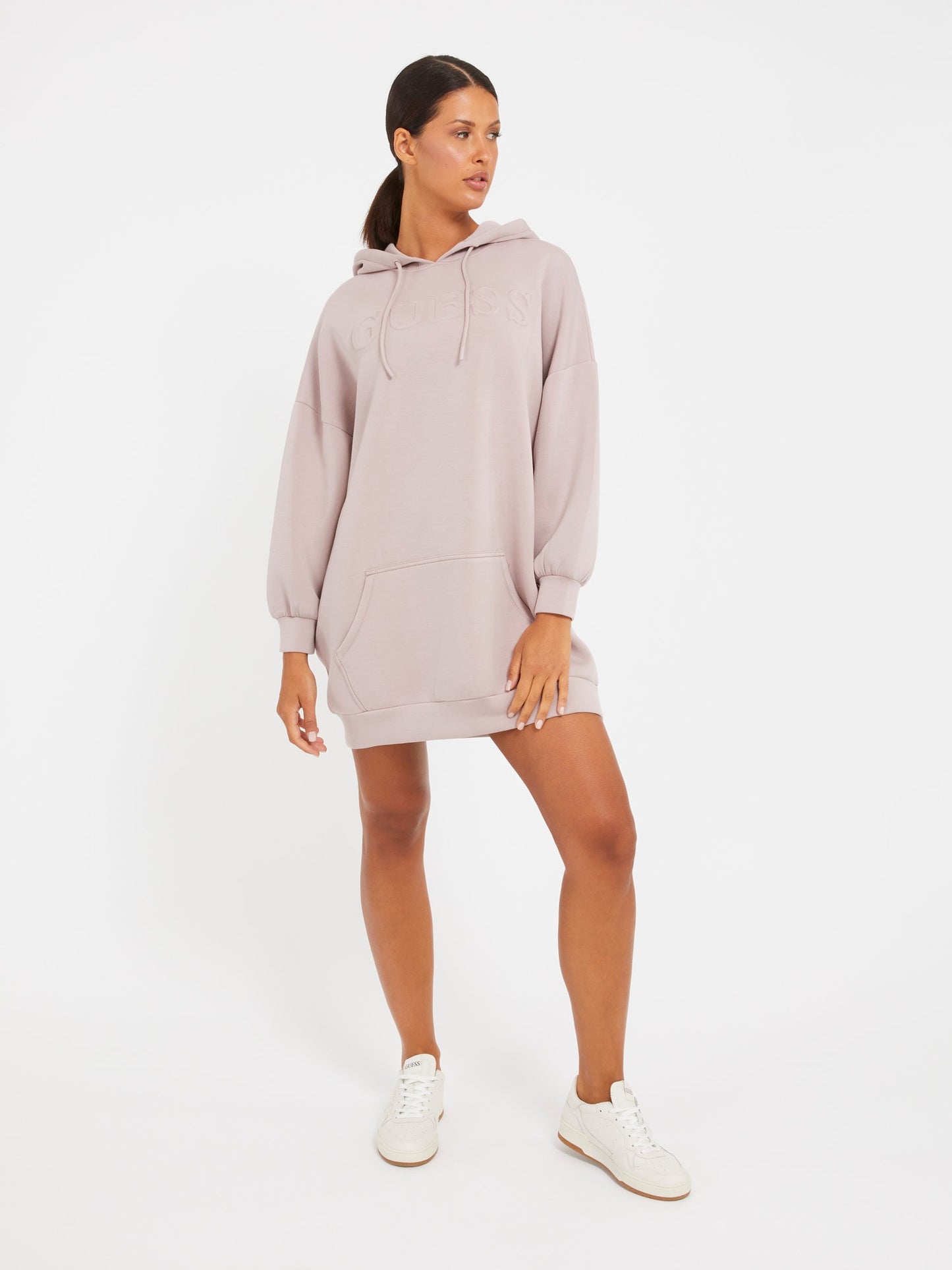 Embossed logo sweatshirt dress