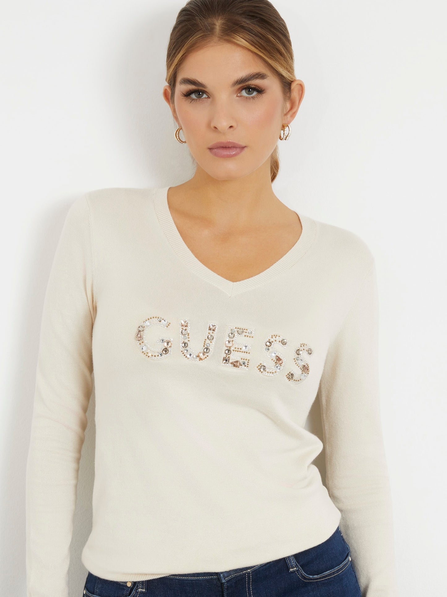 Rhinestones front logo sweater