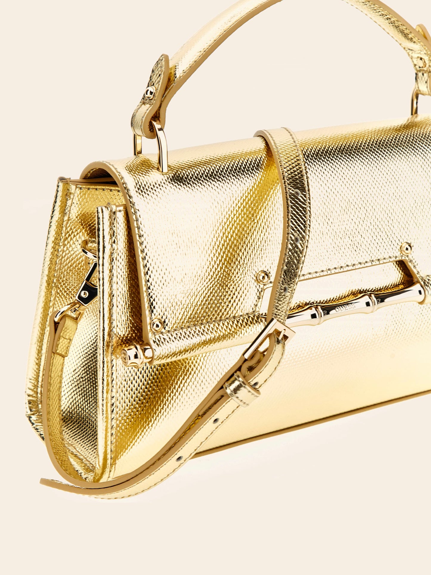 Iris laminated genuine leather handbag