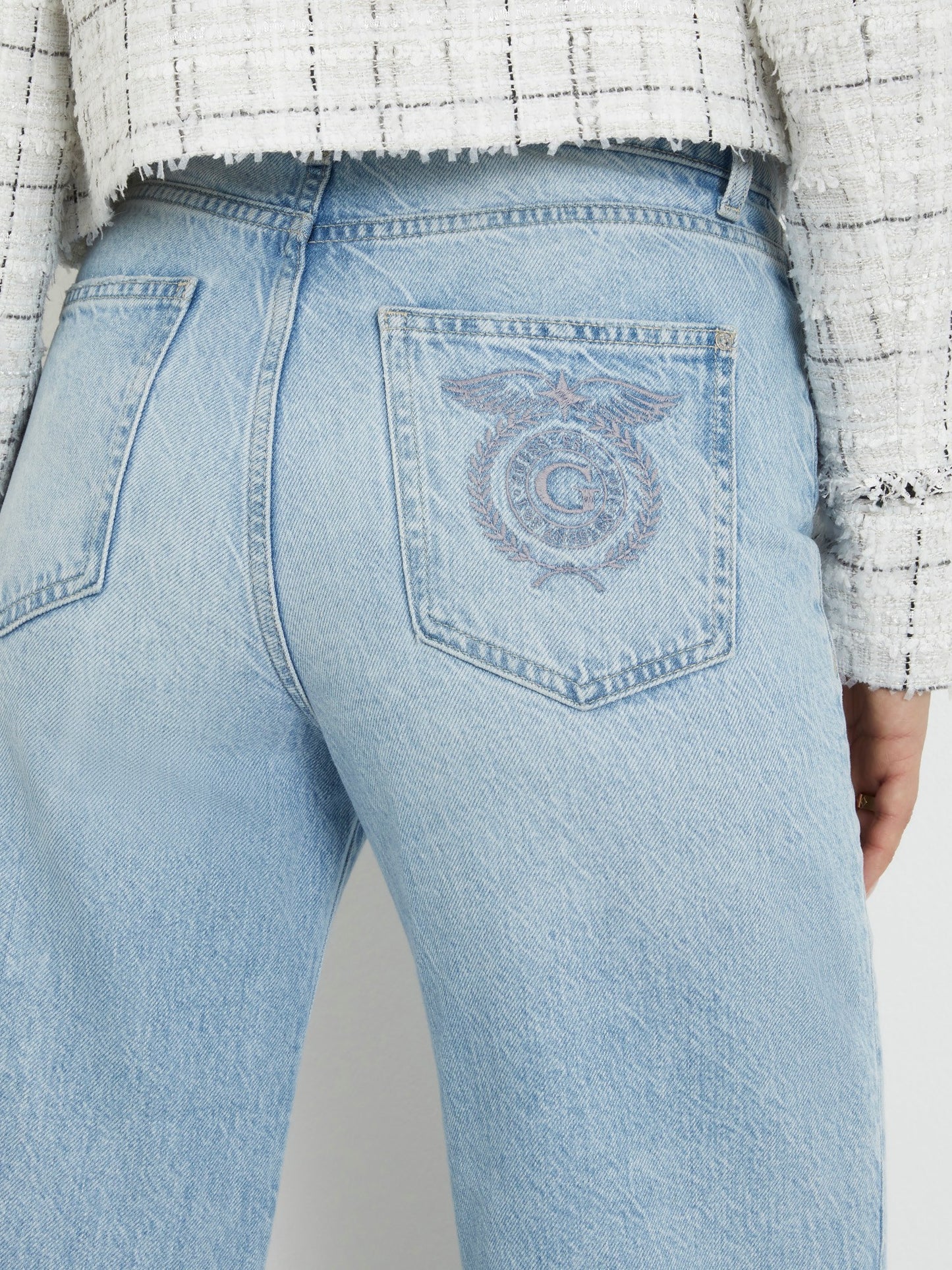 High rise wide leg denim pant