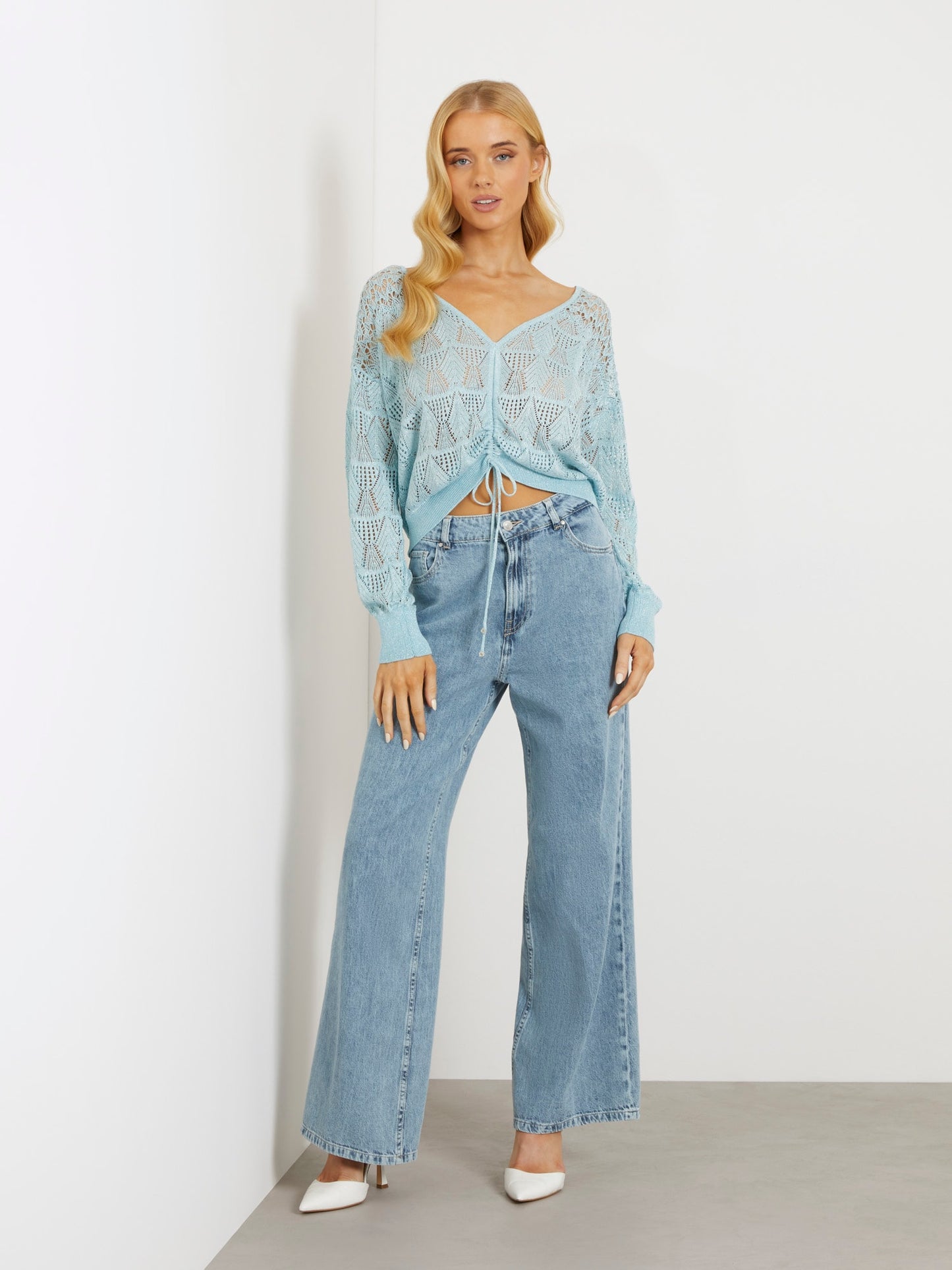 Wide leg denim pant