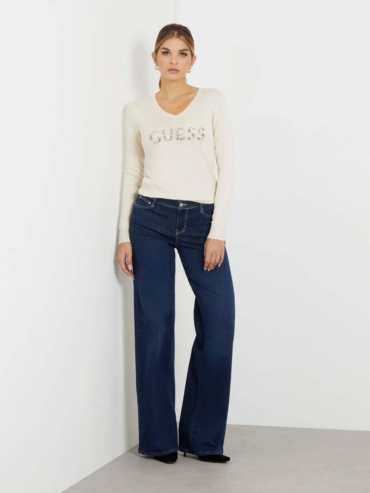Rhinestones front logo sweater