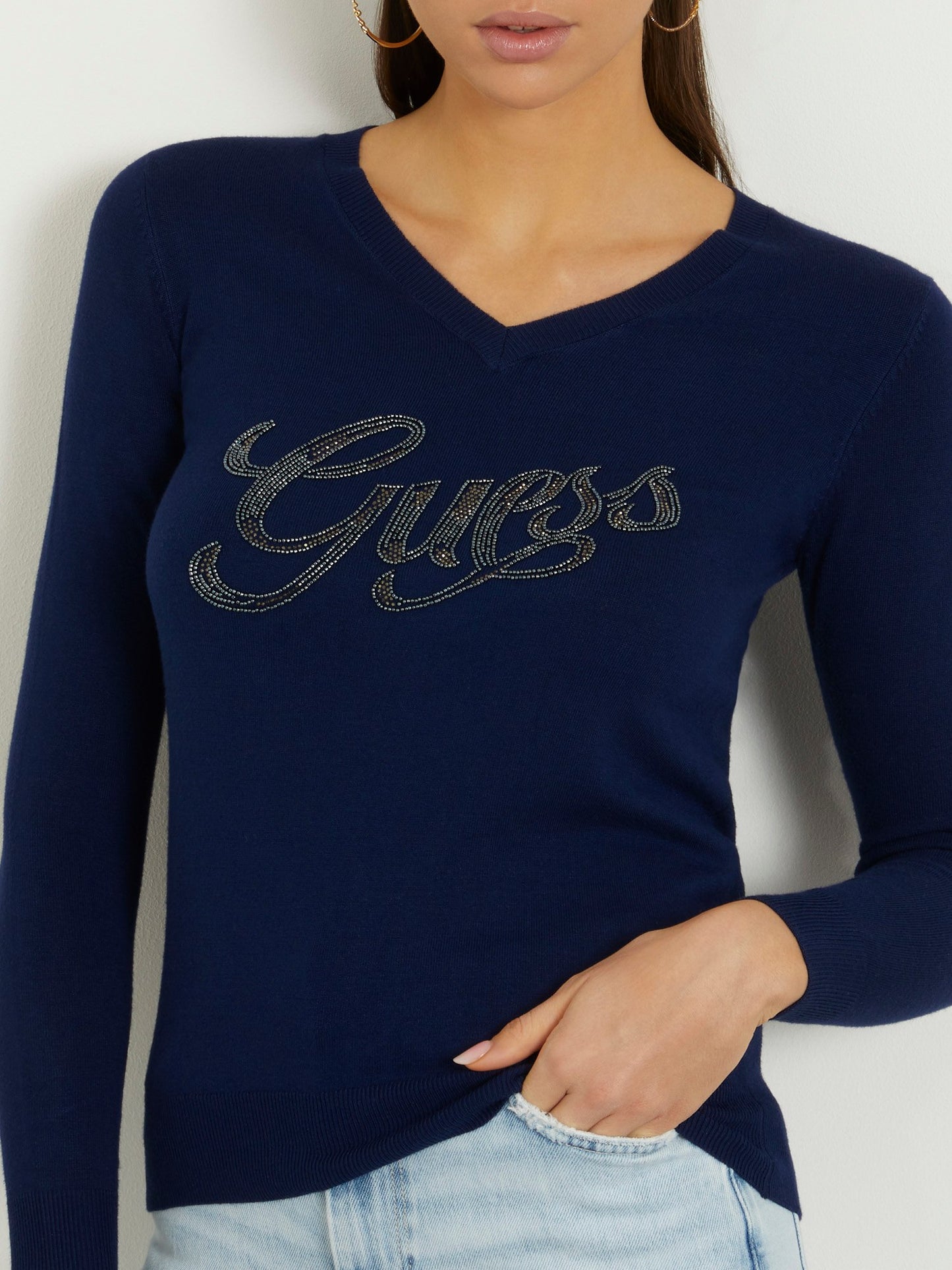 Rhinestones front logo sweater