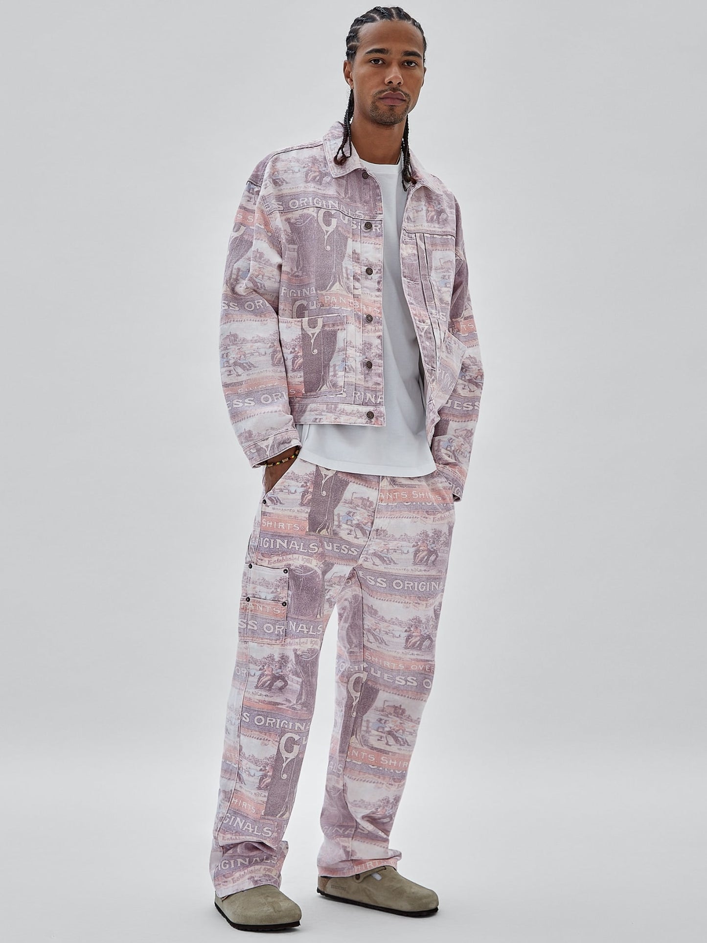 All over print carpenter denim pant