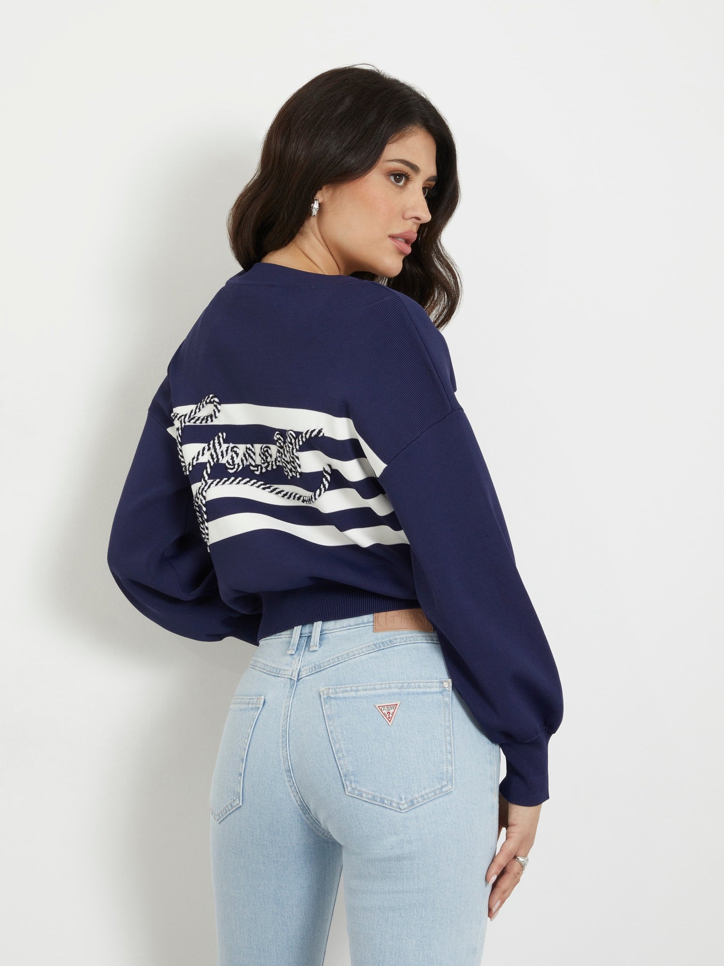 Logo embroidery cardigan