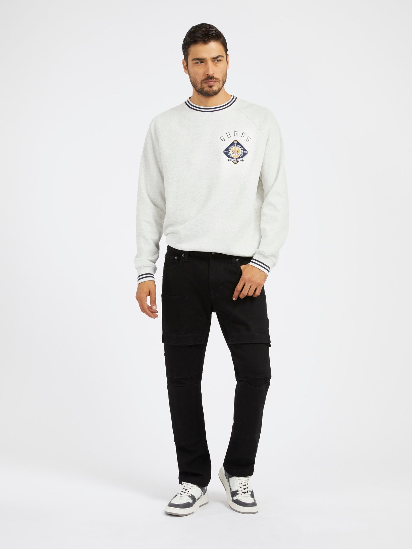Mid rise cargo denim pant