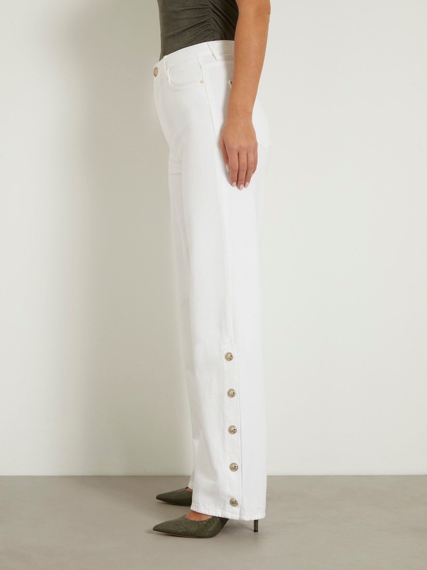 High rise wide leg denim pant