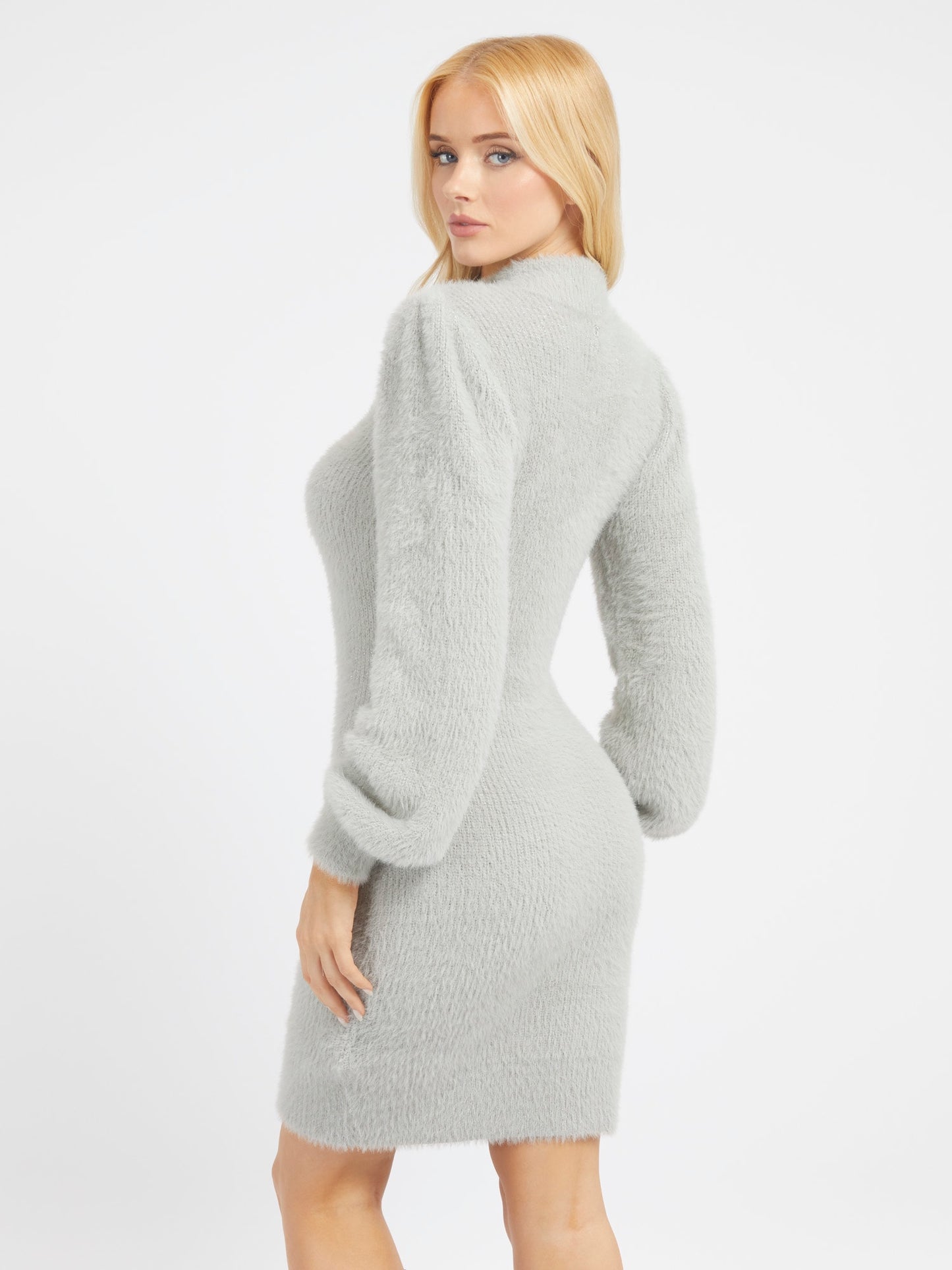 Fuzzy sweater mini dress