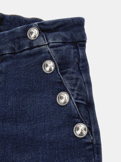 Exposed buttons skinny denim pant