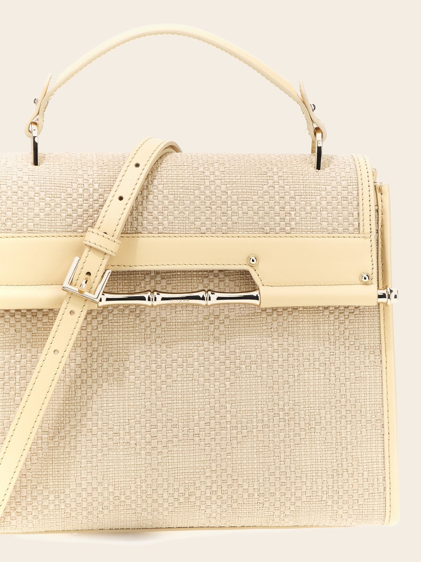Iris leather-blend handbag