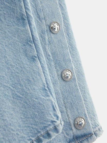 High rise wide leg denim pant