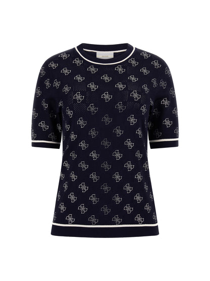 Rhinestones logo sweater top