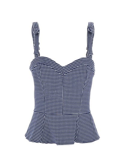 Gingham check print bustier top