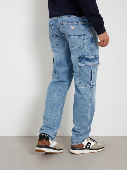 Mid rise cargo denim pant