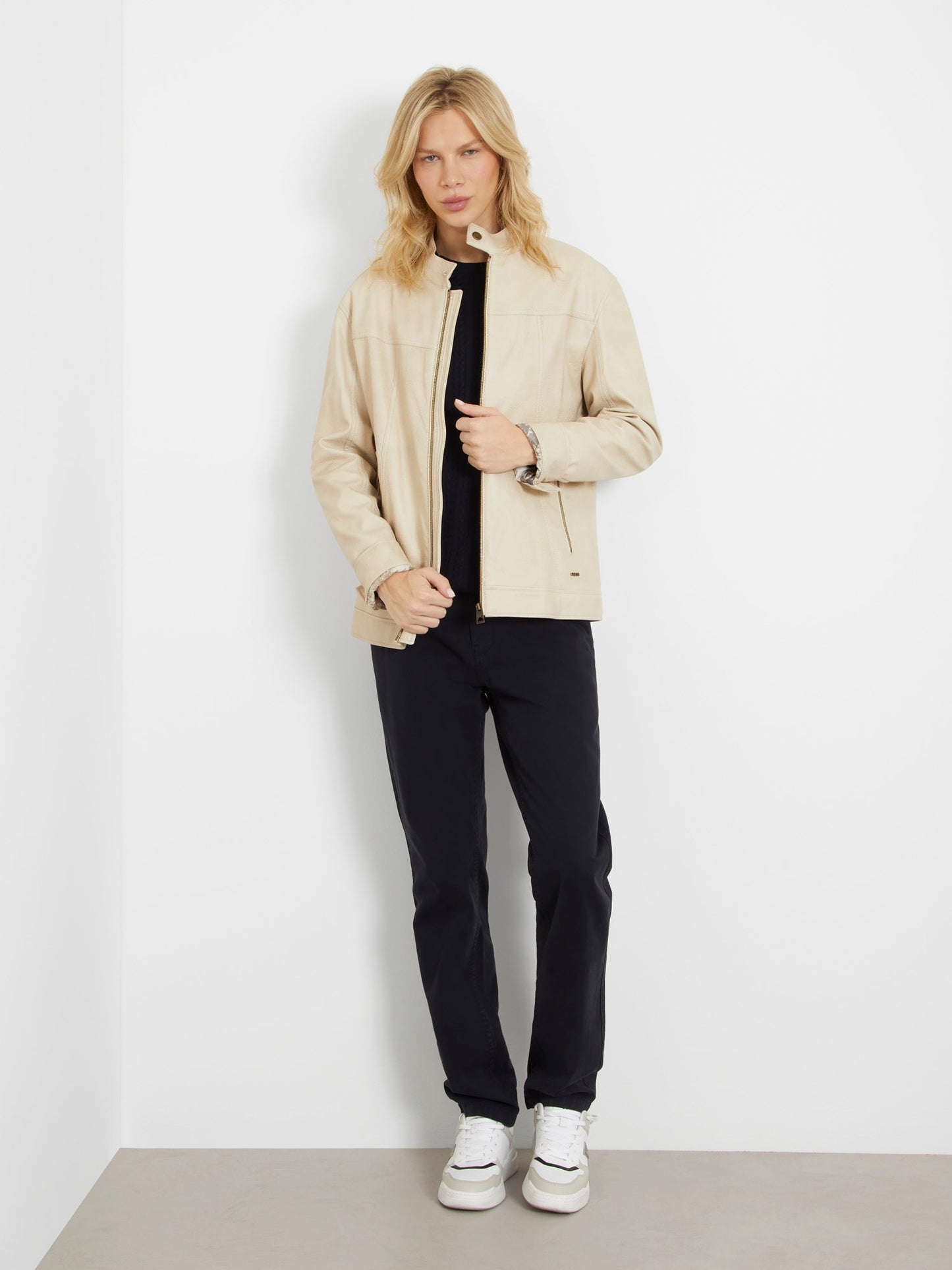Faux leather biker