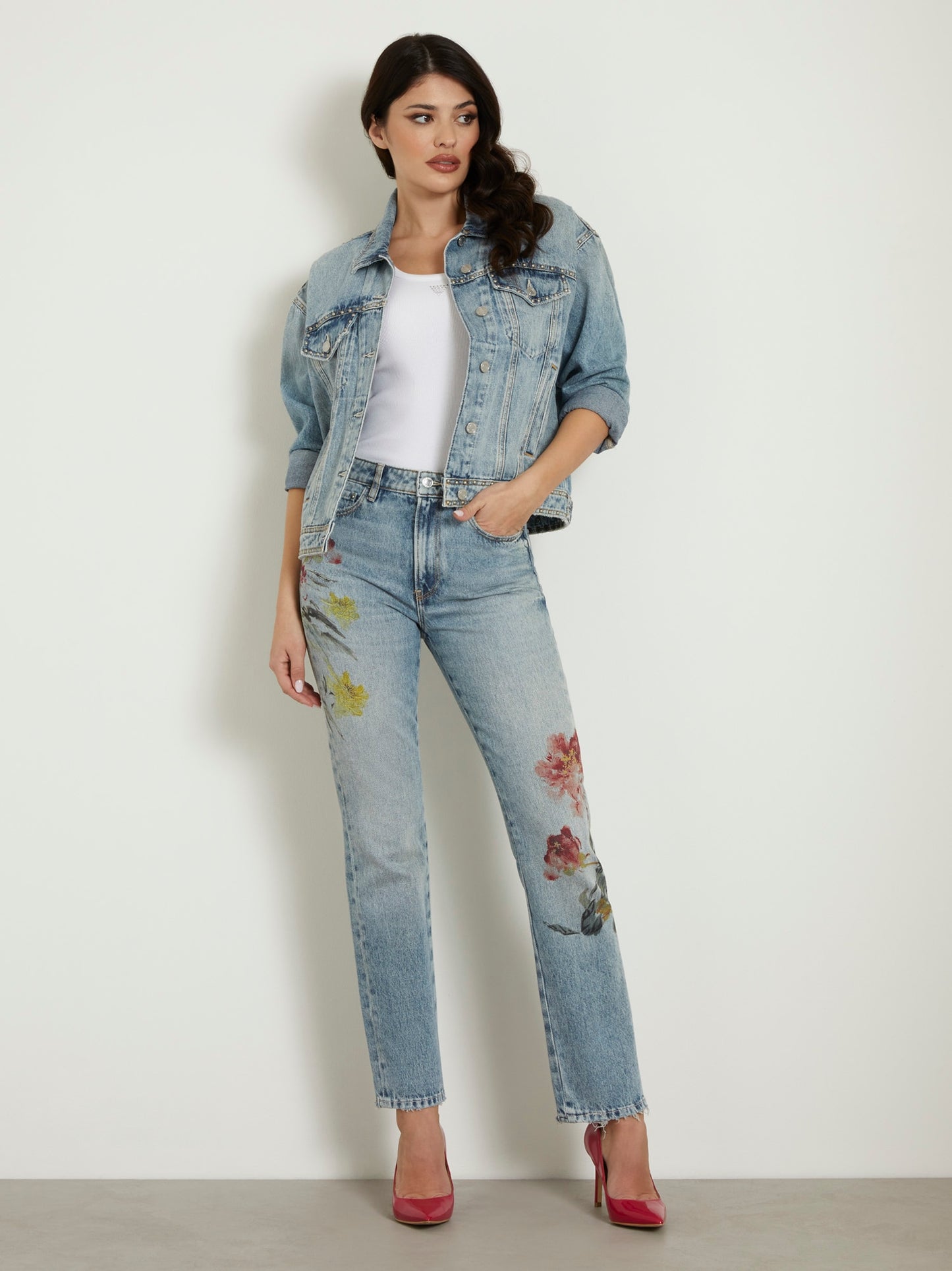 Back print denim jacket
