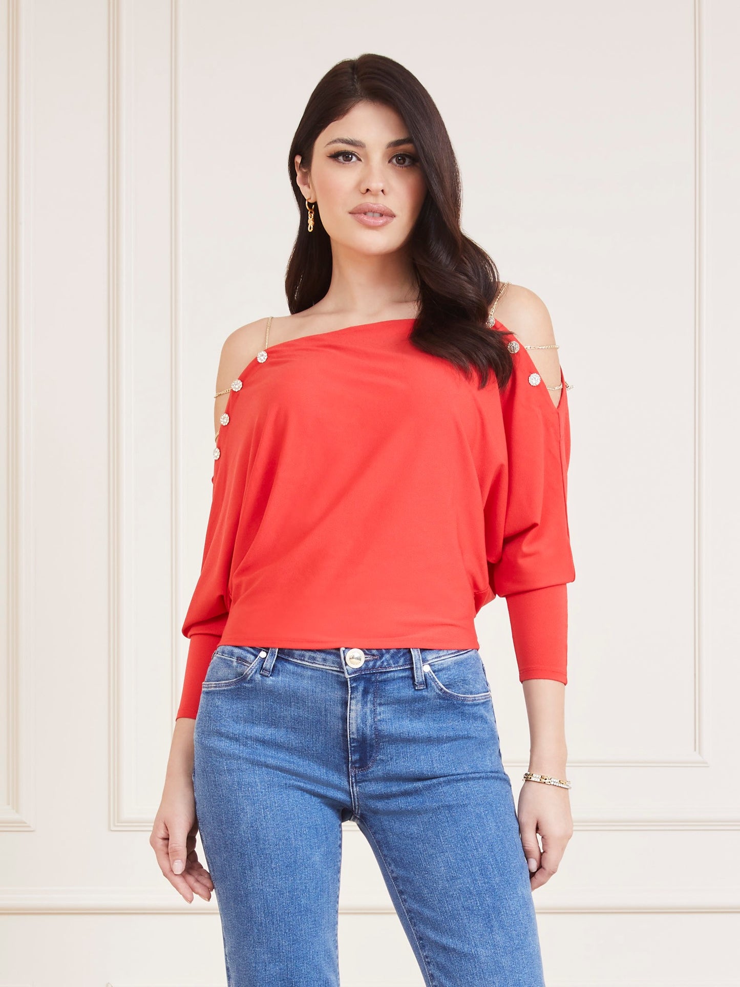 MARCIANO TOP WITH CHAIN DETAIL