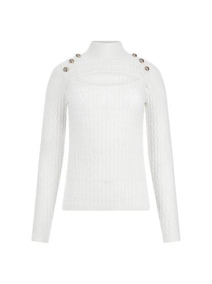 Cut out cable knit sweater
