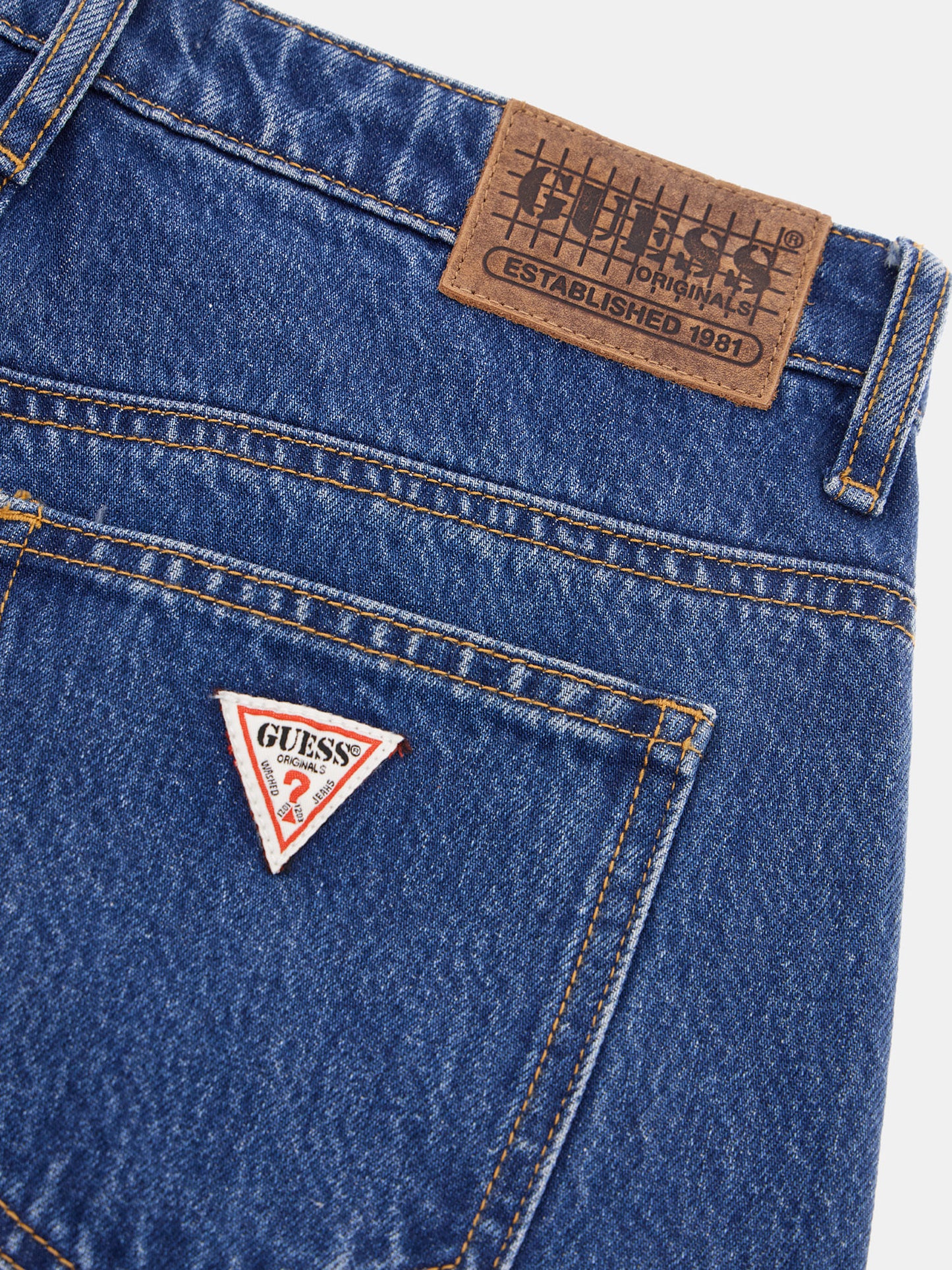 Mid rise wide leg denim pant