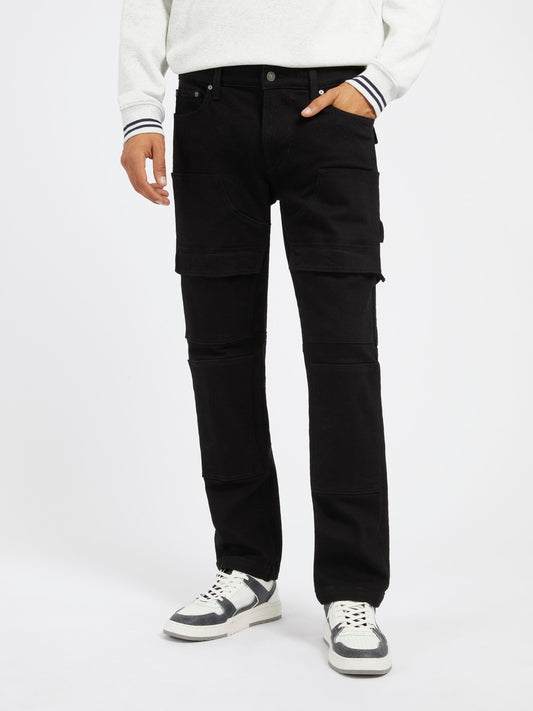 Mid rise cargo denim pant