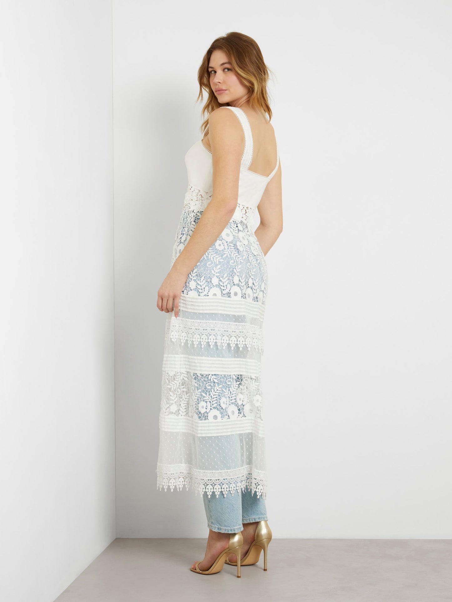 Lace long duster dress