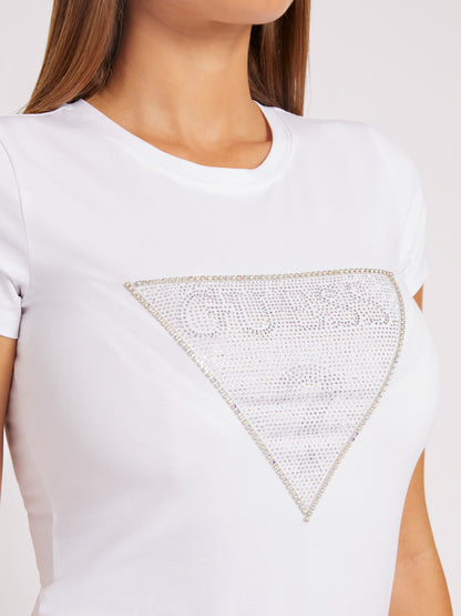 Rhinestones triangle logo t-shirt