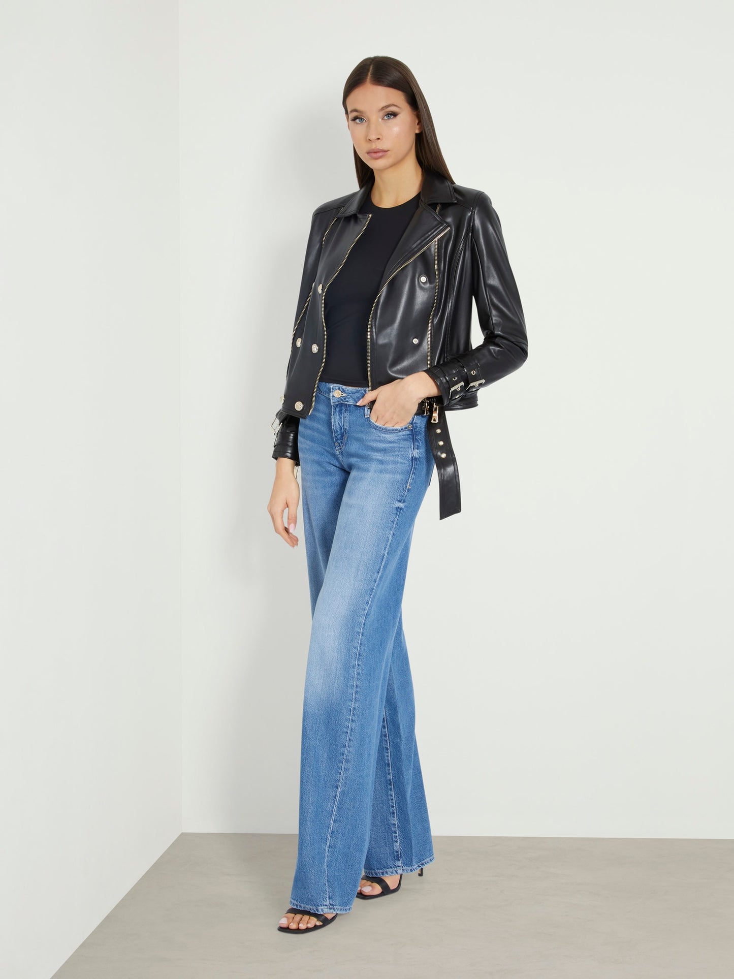 Faux leather biker jacket