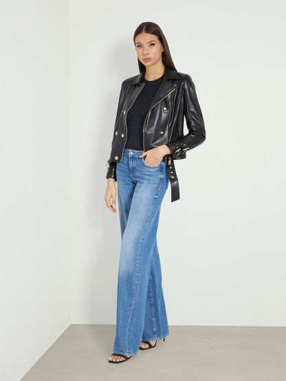 Faux leather biker jacket