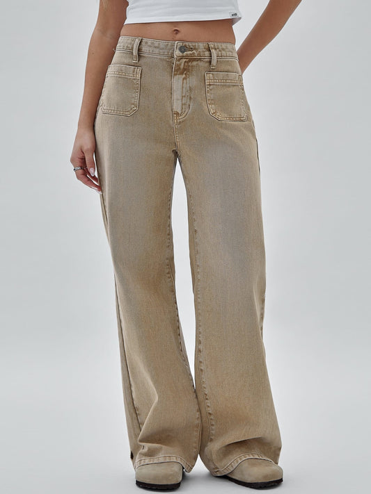 High rise cargo denim pant