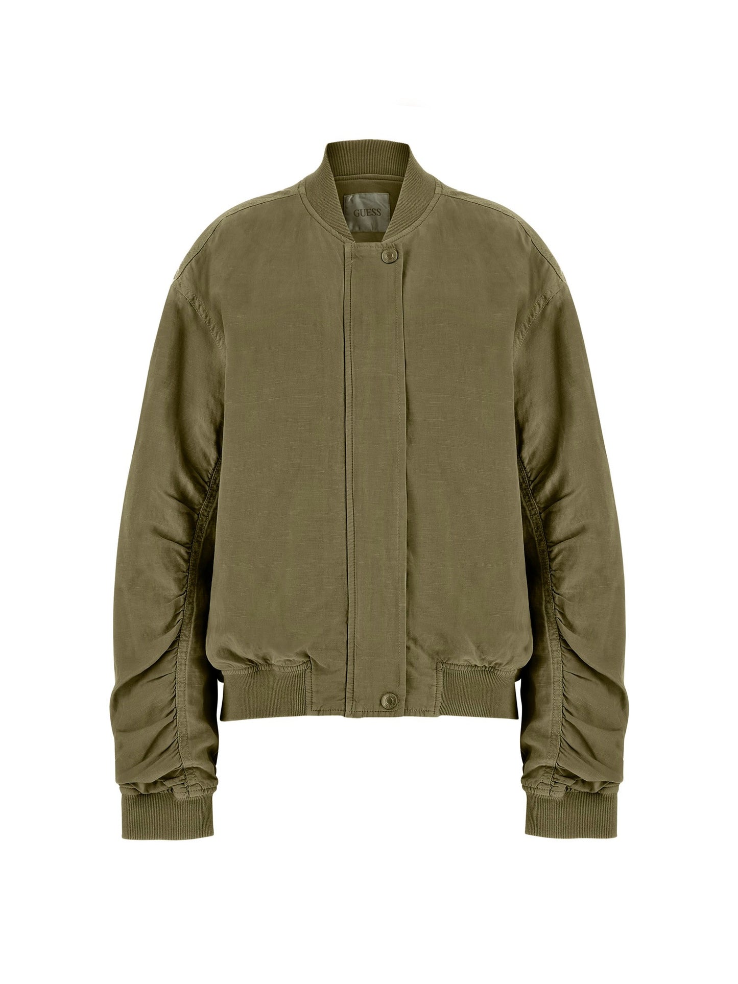 Linen blend bomber jacket